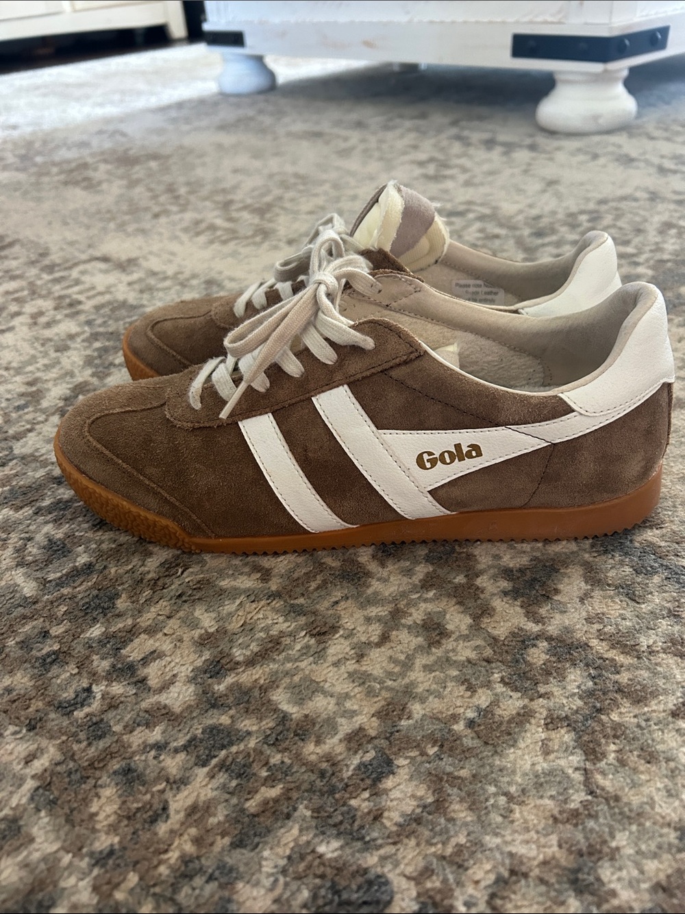 Gola Women’s Brown Suede Sneakers with White Stripes